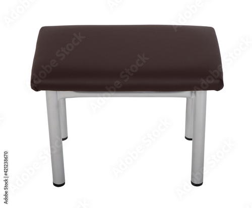 Metal stool with leather seat