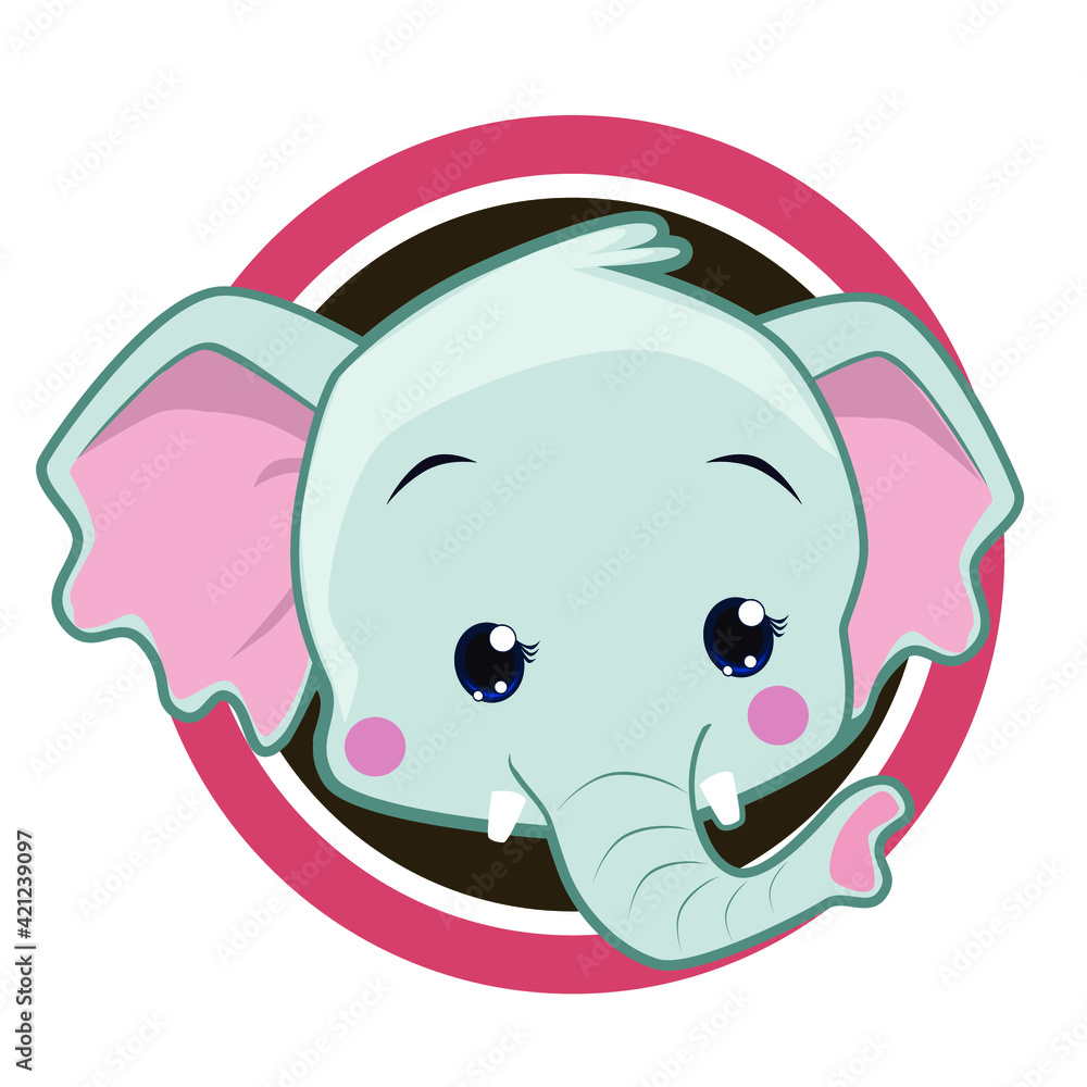 Obraz premium head elephant mascot cartoon in vector