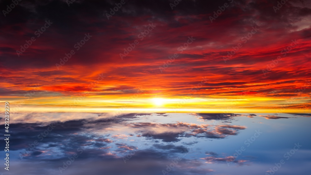 Beautiful heavenly landscape with the sun in the clouds . 