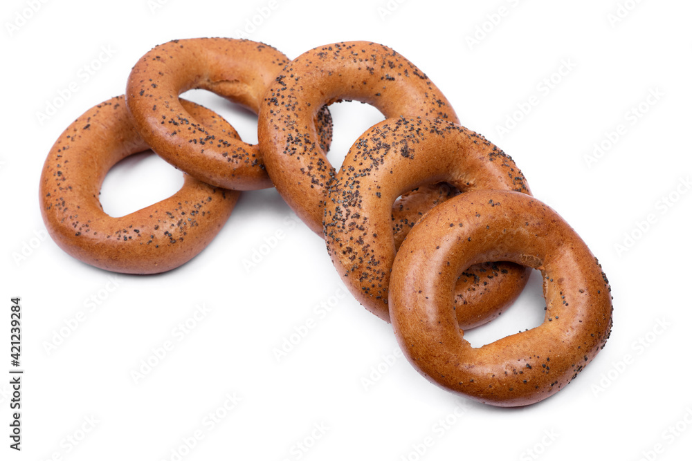 Group of bagels with poppy seeds Group of bagels with poppy seeds