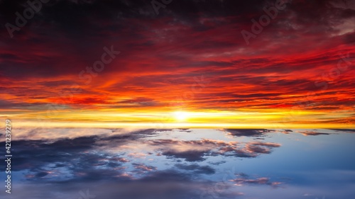 Beautiful heavenly landscape with the sun in the clouds .  © yaalan