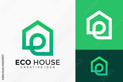 Nature Eco House Logo Vector Design. Abstract emblem, designs concept, logos, logotype element for template.