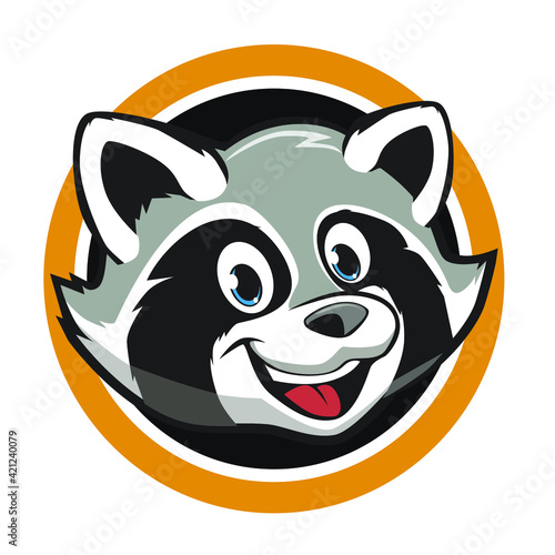head raccoon mascot cartoon in vector