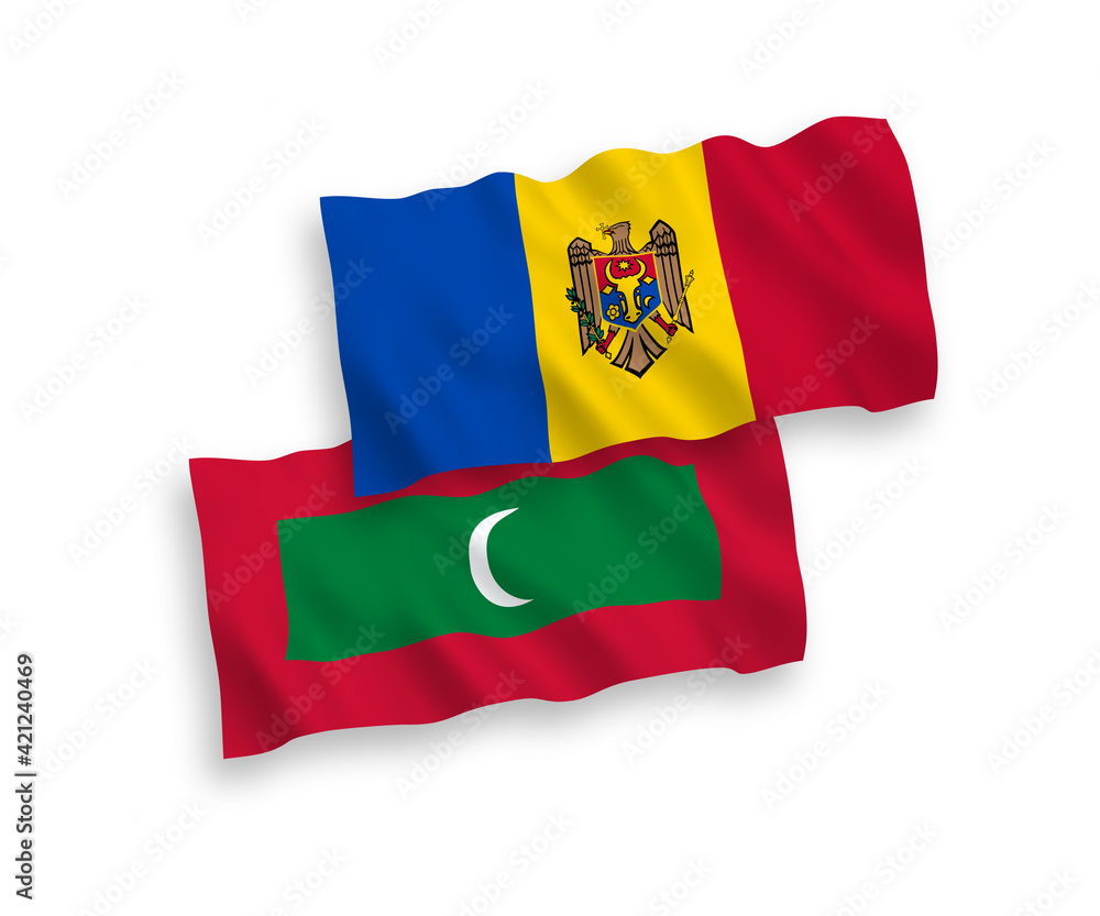Flags of Moldova and Maldives on a white background Flags of Moldova and Maldives on a white background