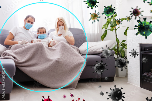 Concept of family virus protection. photo