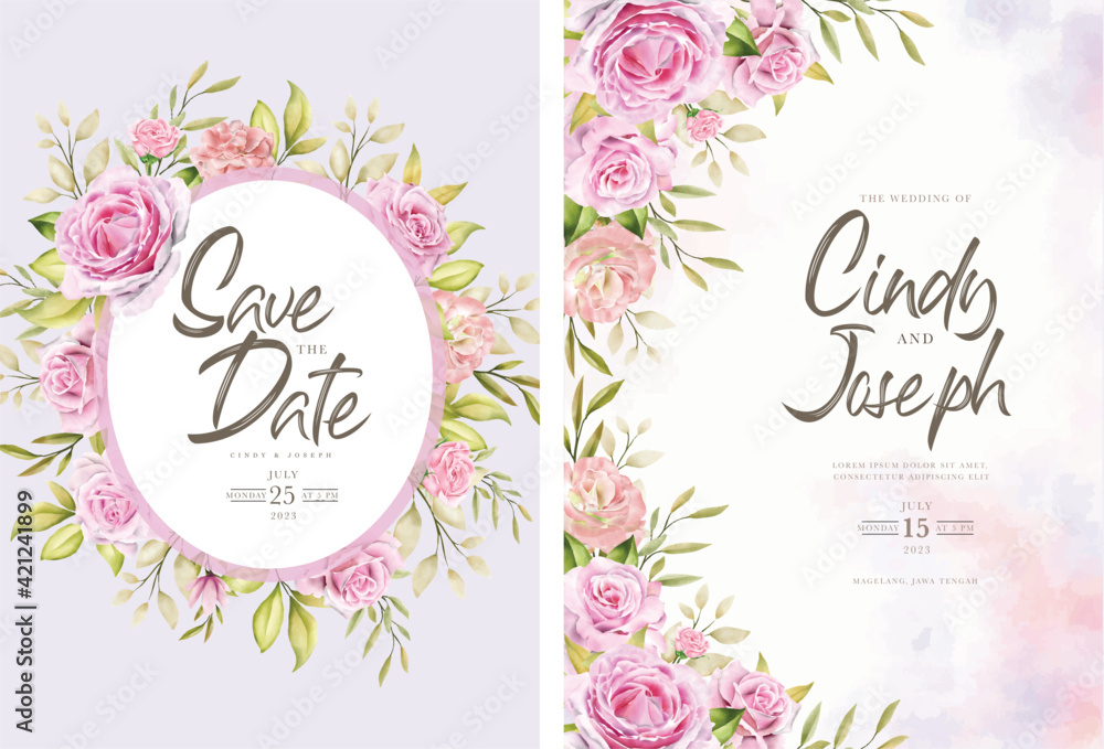 elegant soft pink watercolor roses invitation card set elegant soft pink watercolor roses invitation card set
