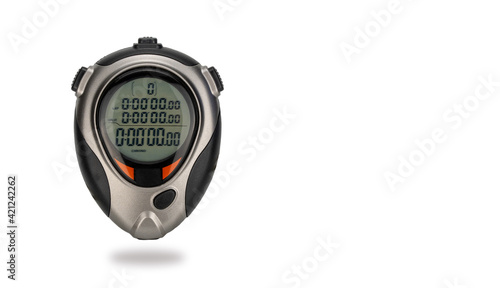 manual digital stopwatch isolated on white background. electronic meter, sport timer. modern time measurement technologies.