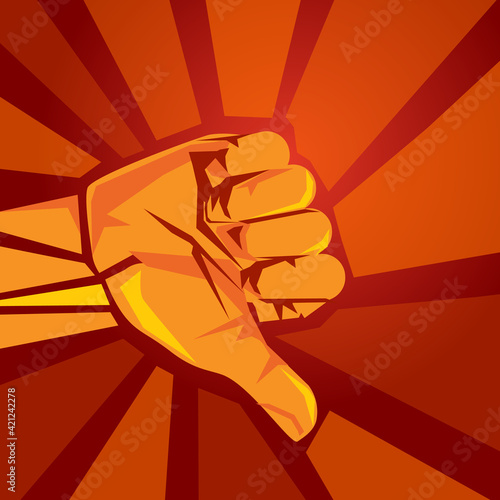 thumbs down dislike disagreement symbol sign using hand gesture in red retro vintage background