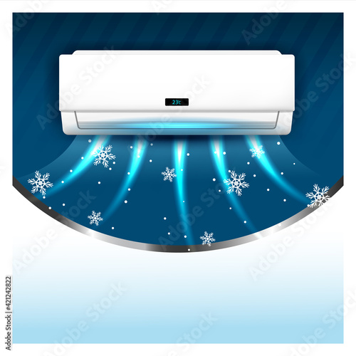 Split Air Conditioner System Promo Banner Vector