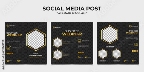 Creative gold luxury design collection of social media story post templates. It is suitable for business webinar, marketing webinar, online class program, etc.