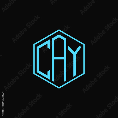 CAY polygon letter icon design on BLACK background.Creative letter
CAY-E A Z logo design. CAY initials Polygon Logo design.

