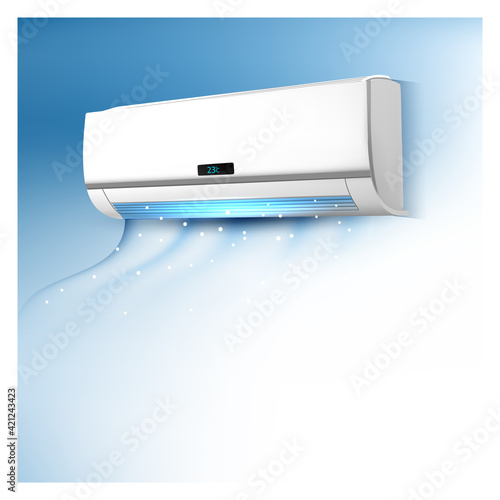 Air Conditioner System Advertising Poster Vector Illustration