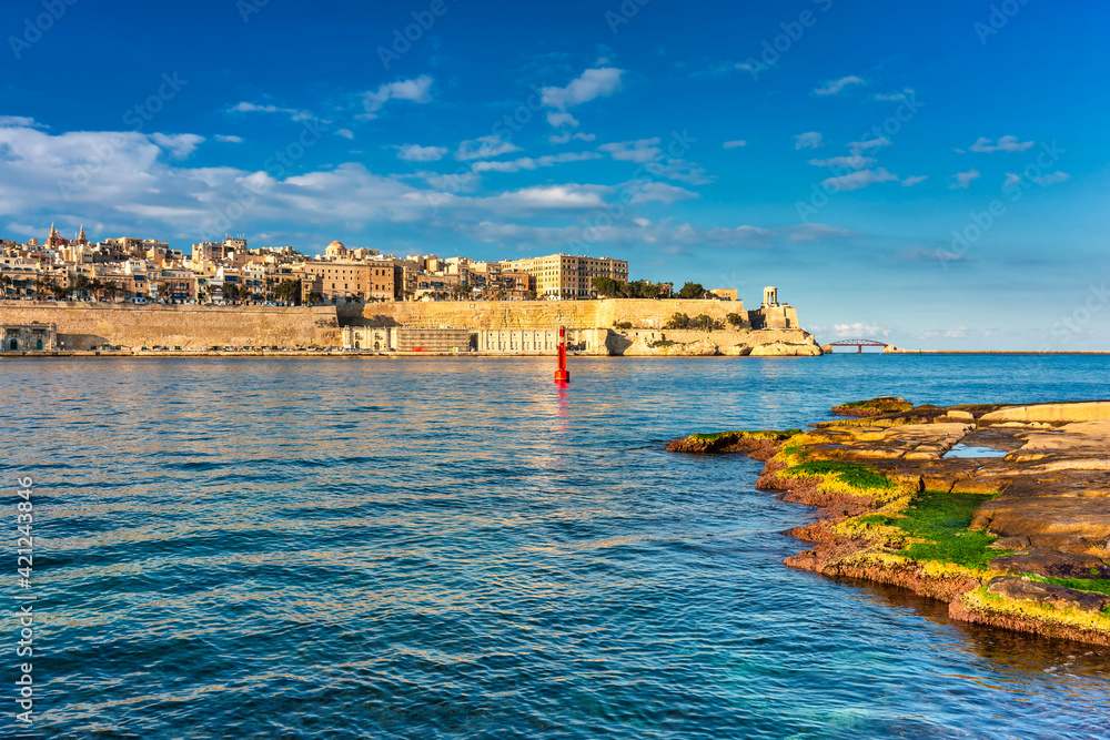 Beautiful architecture of the Valletta city, Malta.