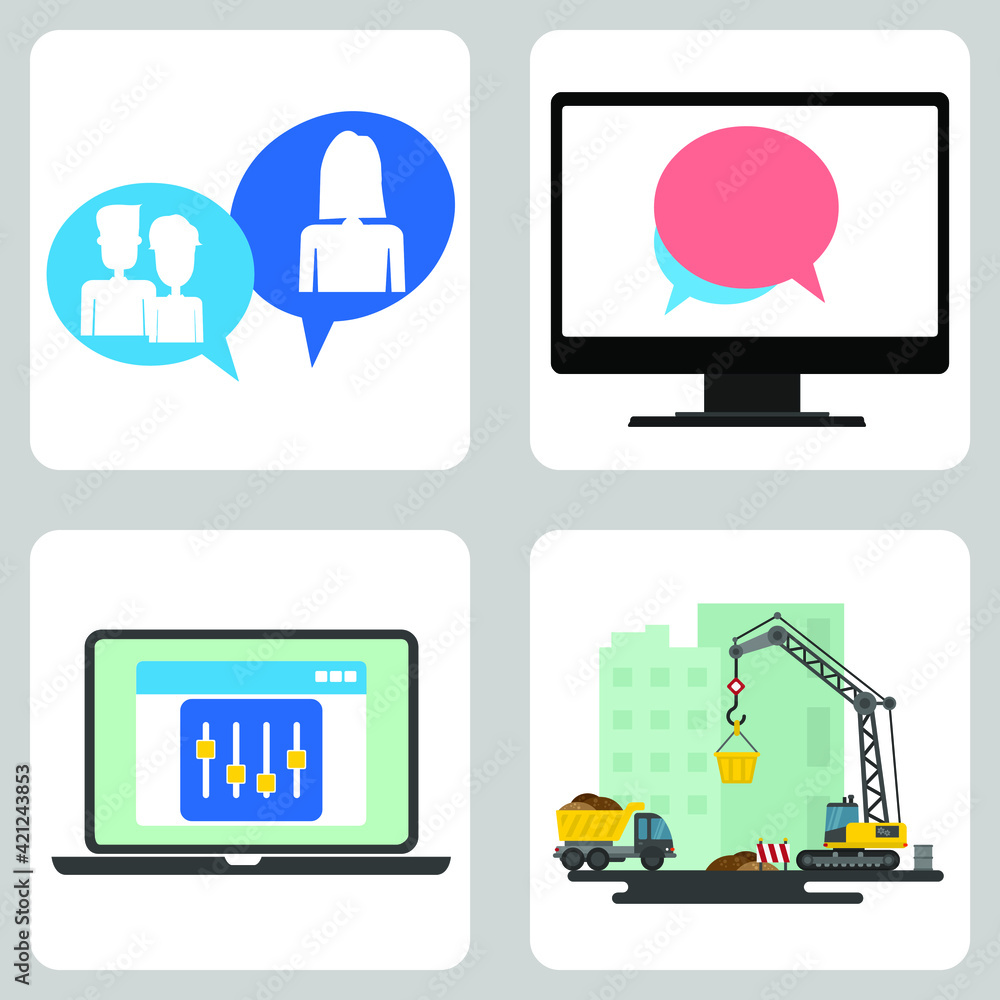 Vector illustration Set for Conversation, Control Frame and Construction Site EPS10 Vector illustration Set for Conversation, Control Frame and Construction Site EPS10
