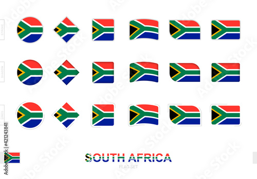 South Africa flag set, simple flags of South Africa with three different effects.