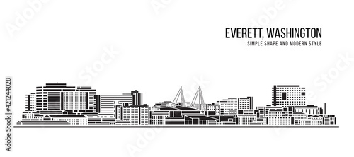 Cityscape Building Abstract Simple shape and modern style art Vector design -  Everett, Washington