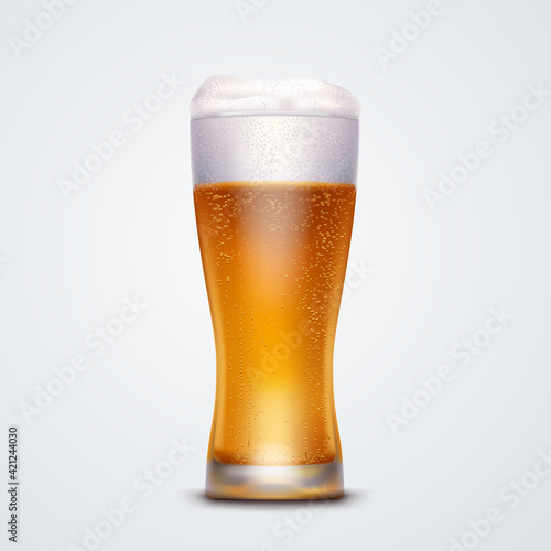 realistic glass of beer isolated on white