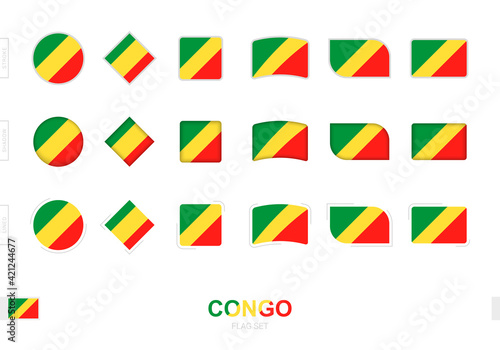 Congo flag set, simple flags of Congo with three different effects. Free Download Congo flag set, simple flags of Congo with three different effects. - GFXLoad