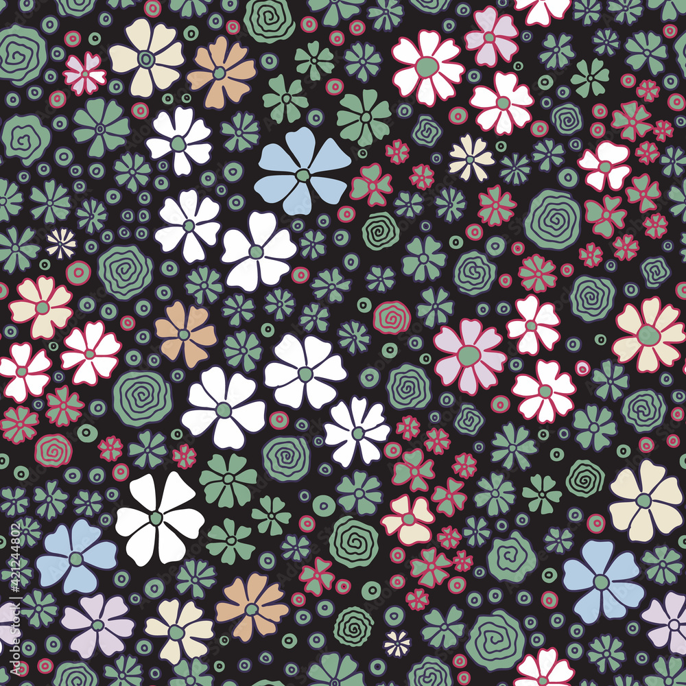 Simple cute pattern in small flower. Liberty style. Meadow floral seamless background for textile or book covers, manufacturing, wallpapers, print, gift wrap and scrapbooking.