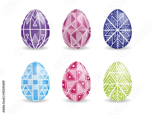 Easter eggs Hand drawing Ukrainian folk Drapanka