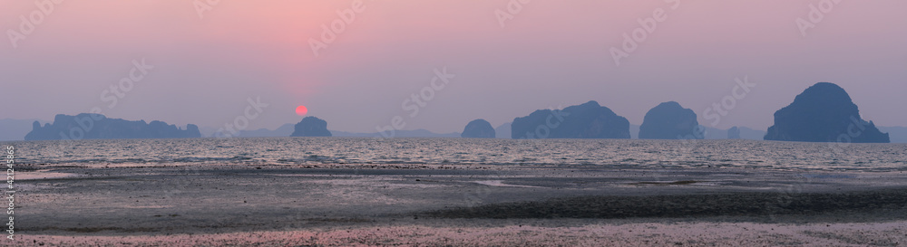 Panoramic view of sunset at Tubkaak beach, Krabi, Thailand