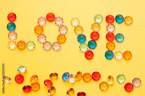 Fototapeta Naklejka Na Ścianę i Meble -  colorful diamonds love holiday Valentine yellow background