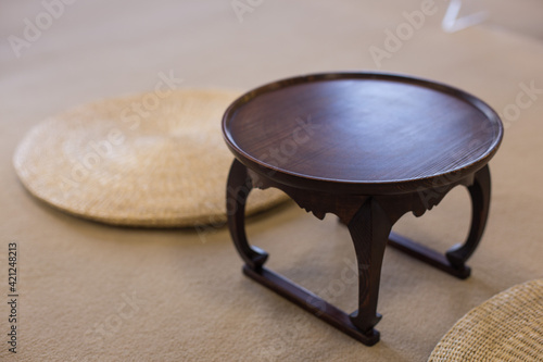 Korean traditional small portable dining table with cabrioles. photo