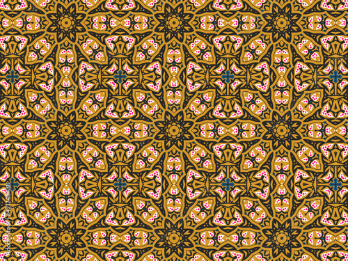 Wallpaper Mural Wallpaper Geometric Ornament Abstract Pattern Green, Black, Blue, and Gold Yellow for Print and Background. Geometric Tile Digital Paper. Torontodigital.ca