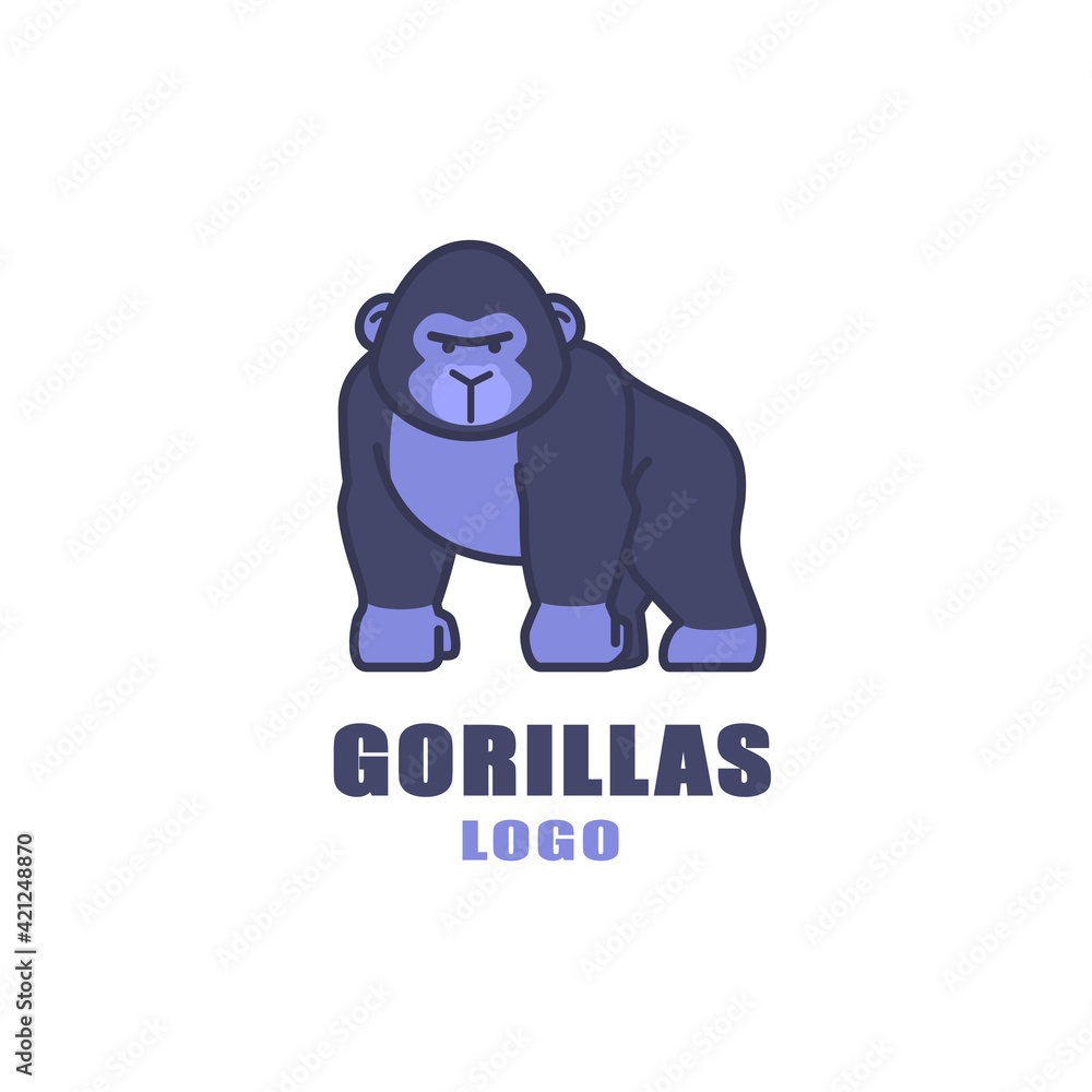 Obraz premium cute gorilla logo icon illustration