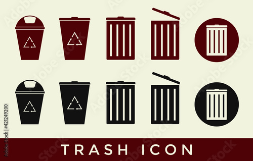 icon set creative design trash can bundle