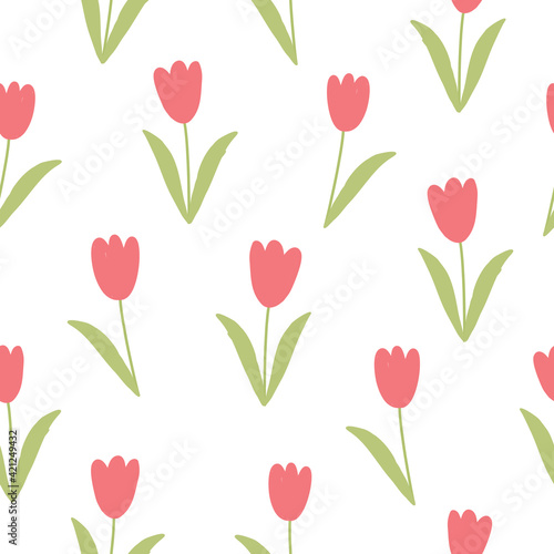 Wallpaper Mural Tulip seamless pattern colorful flower background used for printouts, wallpaper, fabric, textile fashion. Torontodigital.ca