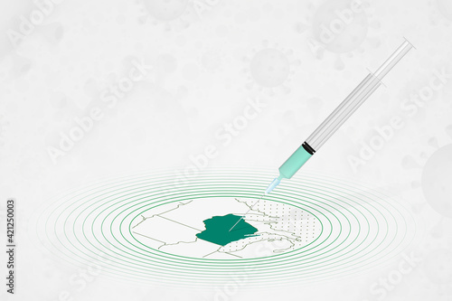 Wisconsin vaccination concept, vaccine injection in map of Wisconsin. Vaccine and vaccination against coronavirus, COVID-19.