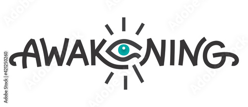 Awakening Logo Design with open eye egyptian style. Print. Vector illustration