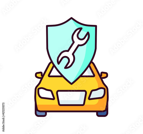 color icon, car accident, insurance policy