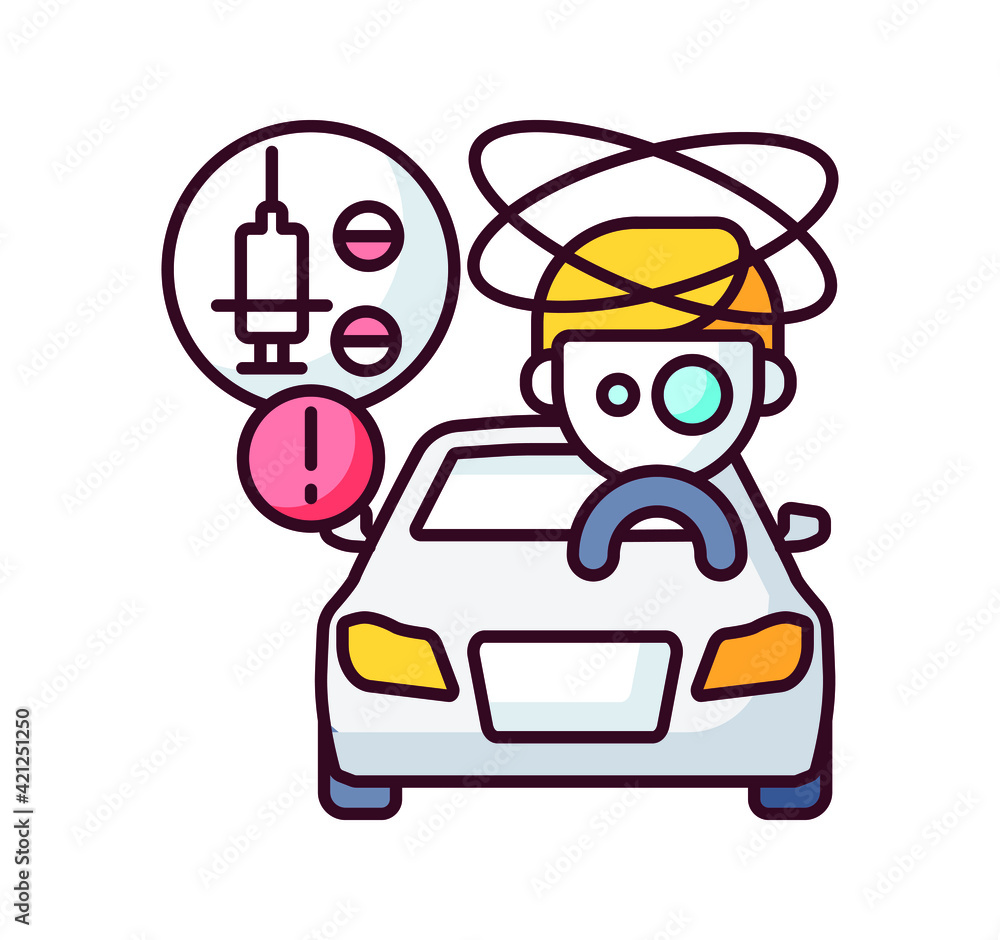 color icon, car accident, drug intoxication color icon, car accident, drug intoxication