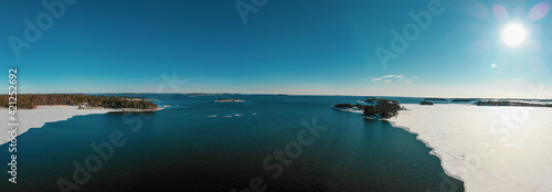 baltic sea finland winter islands snow ice water sky drone nature suomi helsinki vuosaari park ecology eco cold sun blue white environment ocean ranta coast pano panoramic panorama photography photo photo