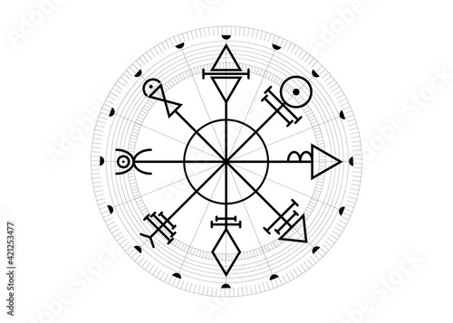 Fototapeta Vegvisir compass mystical Characters of Venus amulet