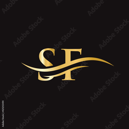 Swoosh Letter SF Logo Design for business and company identity. Water Wave SF Logo with modern trendy