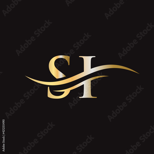 Creative SI letter with luxury concept. Modern SI Logo Design for business and company identity.