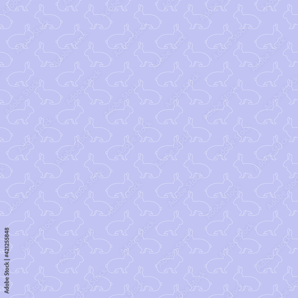 Cute seamless easter pattern. Seamless pattern with white bunny on a purple background. Vector pastel illustration. Cute seamless easter pattern. Seamless pattern with white bunny on a purple background. Vector pastel illustration.