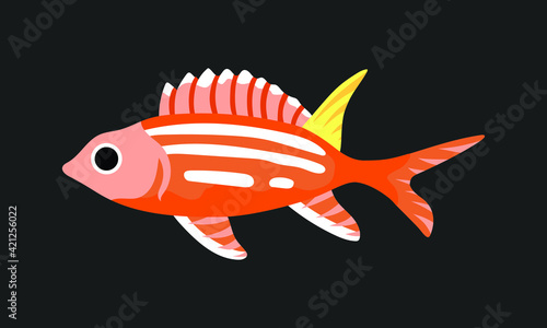 orange longspine squirrelfish. collection set of coral fish illustration. the hand drawing of under the sea life. hand drawn vector animation. adorable and beautiful fishes of marine life.
