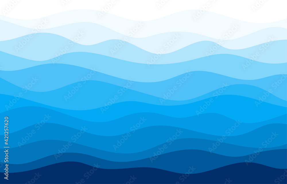 Blue water wave sea line pattern background vector. Blue water wave sea line pattern background vector.