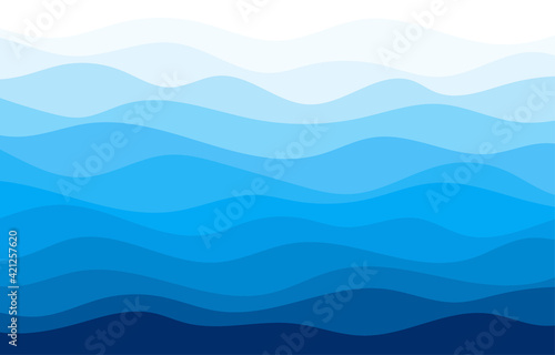 Blue water wave sea line pattern background vector.