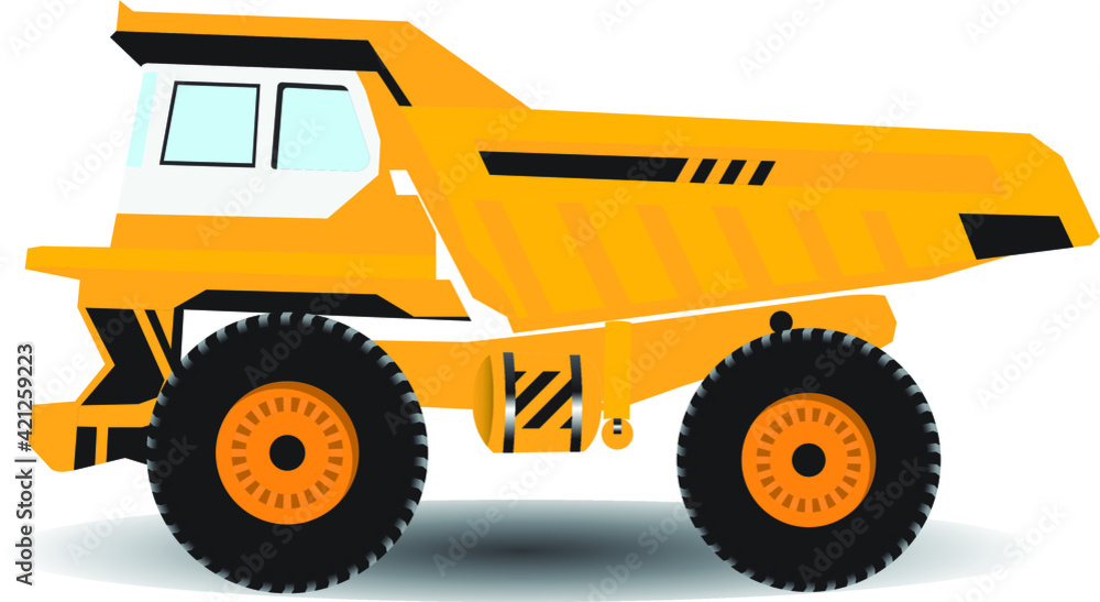 Dump truck construction machinery vehicles. Vector Truck, Vector Dumper