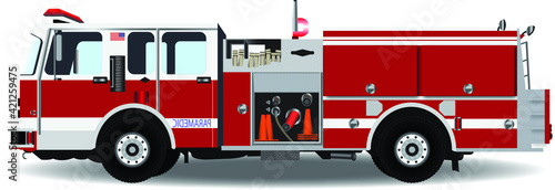Firetruck car vector illustration, EPS 10