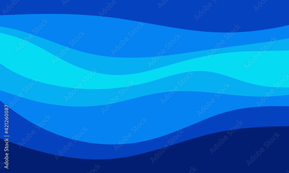 Fototapeta premium Abstract blue wavy layer illustration.