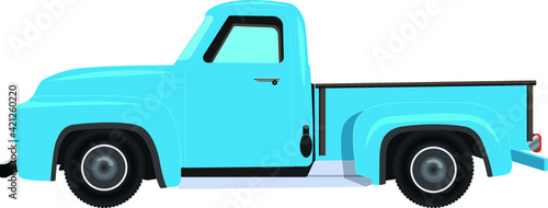 Classic pickup truck vector on white background, EPS 10
