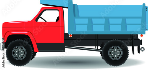 Dump truck construction machinery vehicles. Vector Truck, Vector Dumper