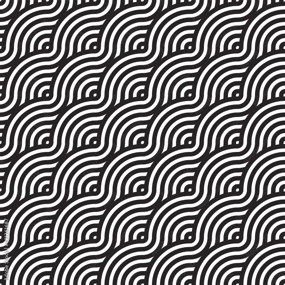 Fototapeta premium Japanese waves seamless pattern Premium Vector. 