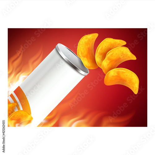 Potato Chips Creative Advertising Poster Vector Illustration
